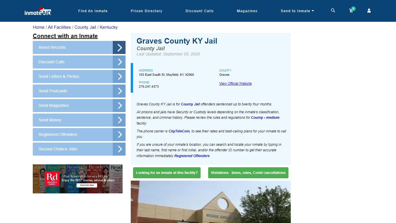 Graves County KY Jail - Inmate Locator - Mayfield, KY